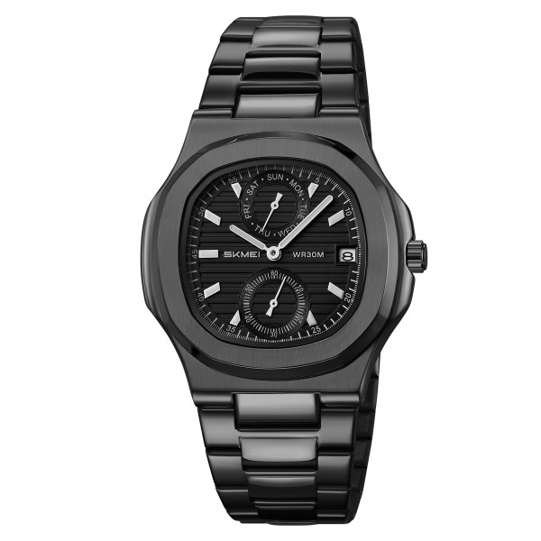 Чоловічий класичний годинник Skmei 2423BK Black з хронографом та календарем