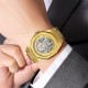 Чоловічий механічний годинник Skmei M034SGD Gold Steel з автопідзаводом та золотистим браслетом