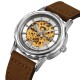 Чоловічий механічний годинник Skmei M035LSIDKBN Silver-Dark Brown Leather з автопідзаводом