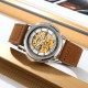 Чоловічий механічний годинник Skmei M035LSIDKBN Silver-Dark Brown Leather з автопідзаводом