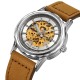 Чоловічий механічний годинник Skmei M035LSILTBN Silver-Light Brown Leather з автопідзаводом та шкіряним ремінцем