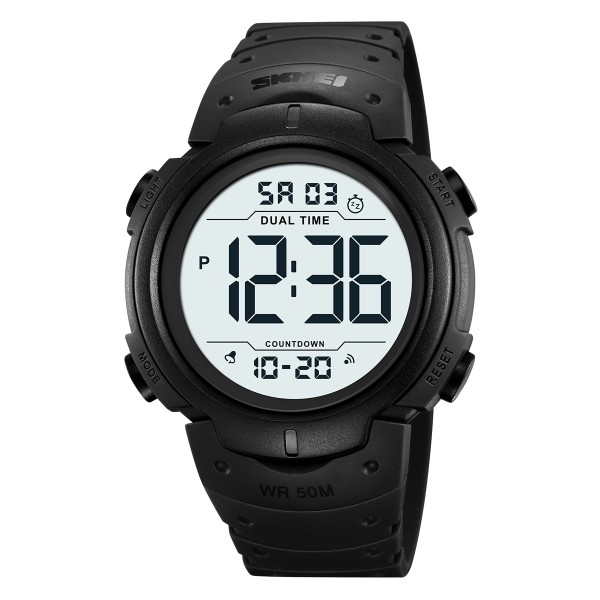 Чоловічий спортивний годинник Skmei 2304BKWT Black-White з електронним циферблатом та водозахистом 5 ATM