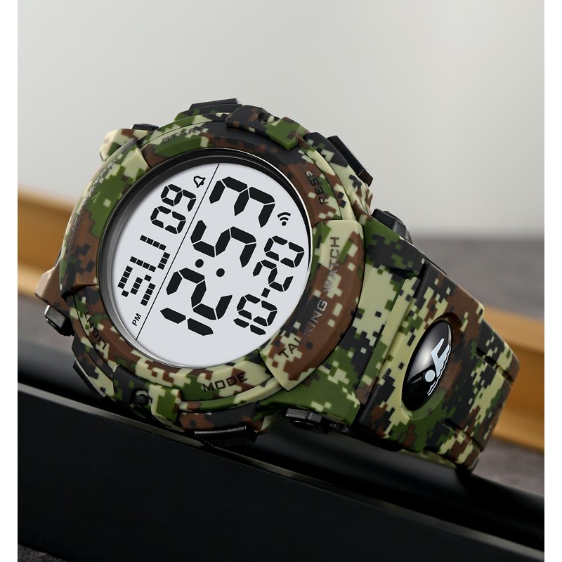 Чоловічий спортивний годинник Skmei 2322CMGN Camo Green з електронним циферблатом та підсвічуванням