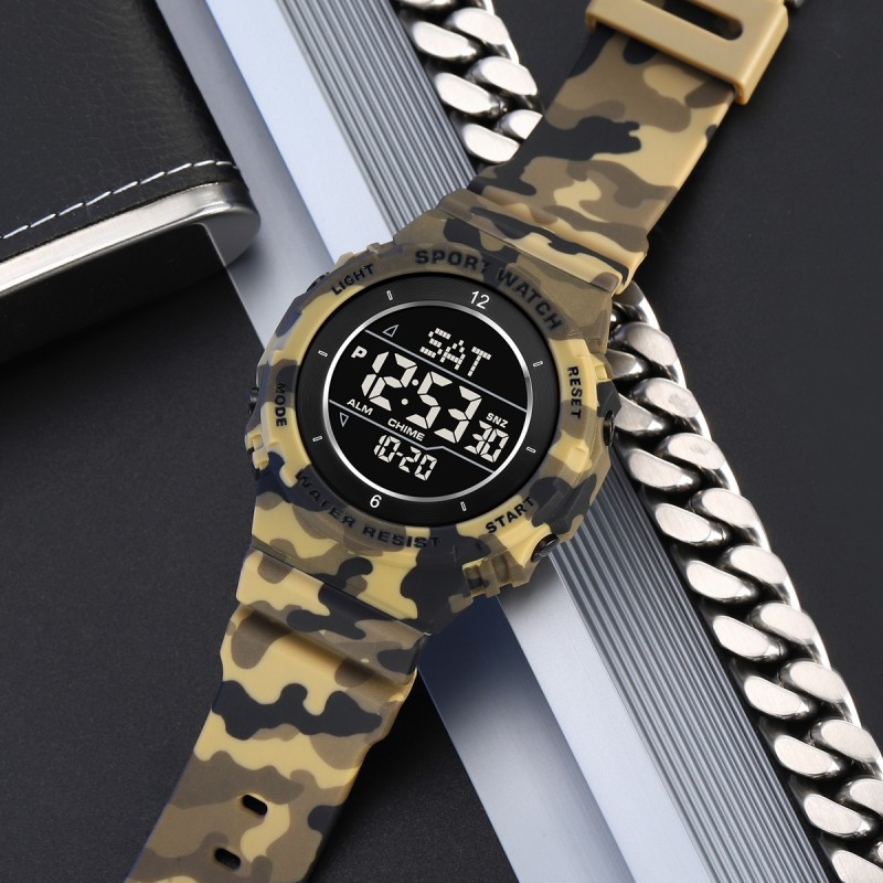Чоловічий спортивний годинник Skmei 2400CMDT Desert Camo з електронним циферблатом та камуфляжним дизайном