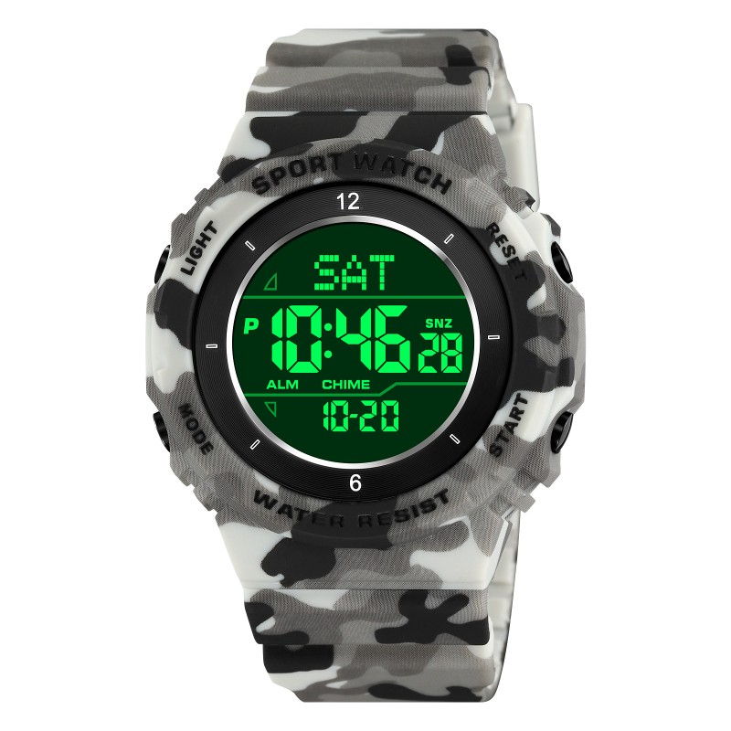 Чоловічий спортивний годинник Skmei 2400CMGY Camo Grey з електронним циферблатом та камуфляжним дизайном