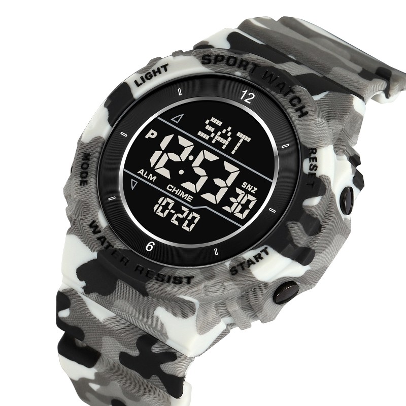 Чоловічий спортивний годинник Skmei 2400CMGY Camo Grey з електронним циферблатом та камуфляжним дизайном