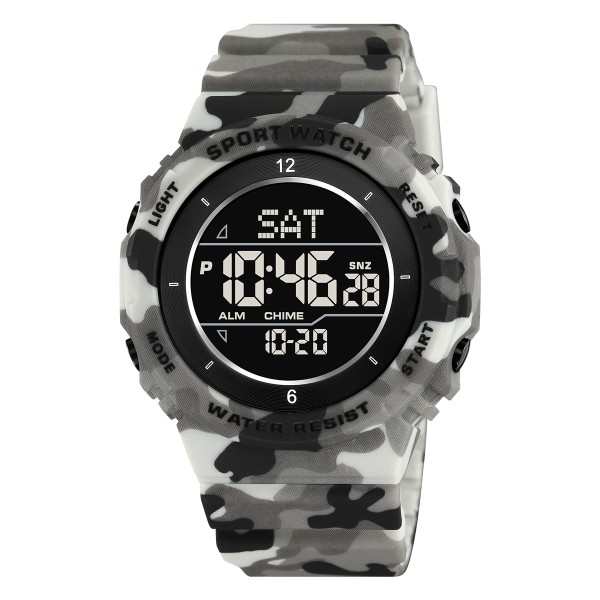 Чоловічий спортивний годинник Skmei 2400CMGY Camo Grey з електронним циферблатом та камуфляжним дизайном