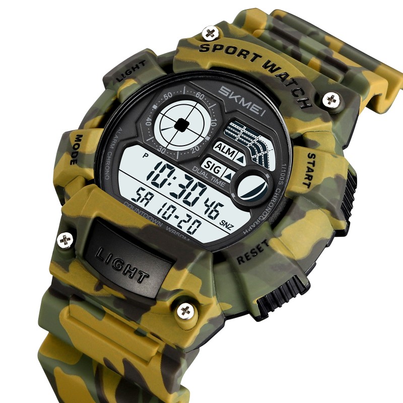 Мужские спортивные часы Skmei 2403CMGN Camo Green с электронным циферблатом и защитой 5 ATM