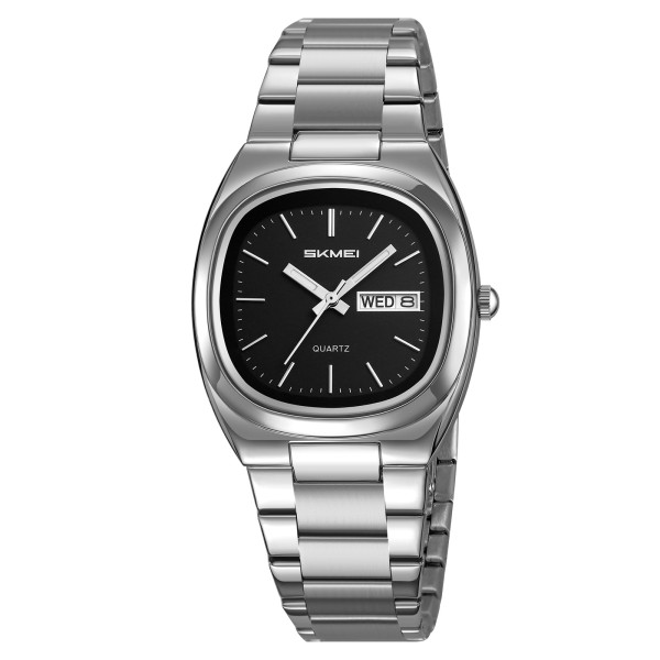 Мужские часы Skmei 2420SIBK Silver-Black с металлическим браслетом и минеральным стеклом
