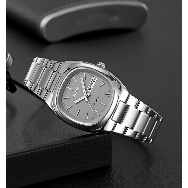 Чоловічий годинник Skmei 2420SIGY Silver-Grey з металевим браслетом та відображенням дати