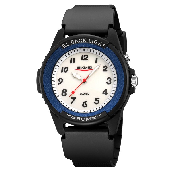 Мужские часы Skmei 2433BKBU-AC Black-Blue Namber с каучуковым ремешком и защитой 5 ATM