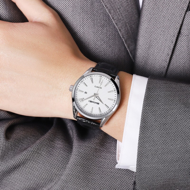 Чоловічий класичний годинник Skmei 2490SISI All Silver зі сріблястим корпусом та датою