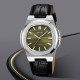 Мужские классические часы Skmei 2512SIGN Silver-Green с кожаным ремешком и минеральным стеклом