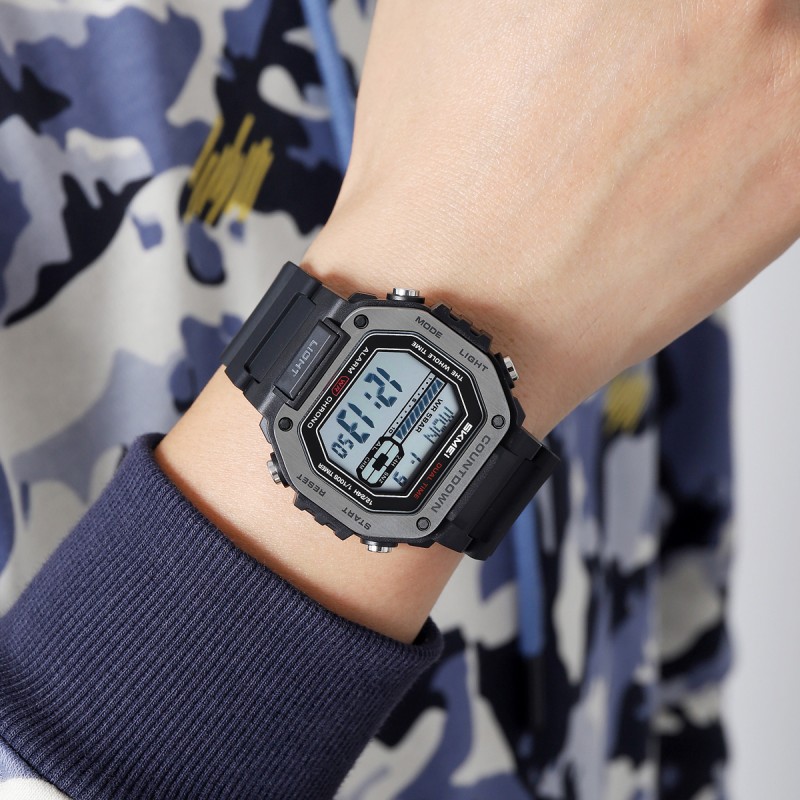 Чоловічий спортивний годинник Skmei 2522BK Black з електронним циферблатом та підсвічуванням