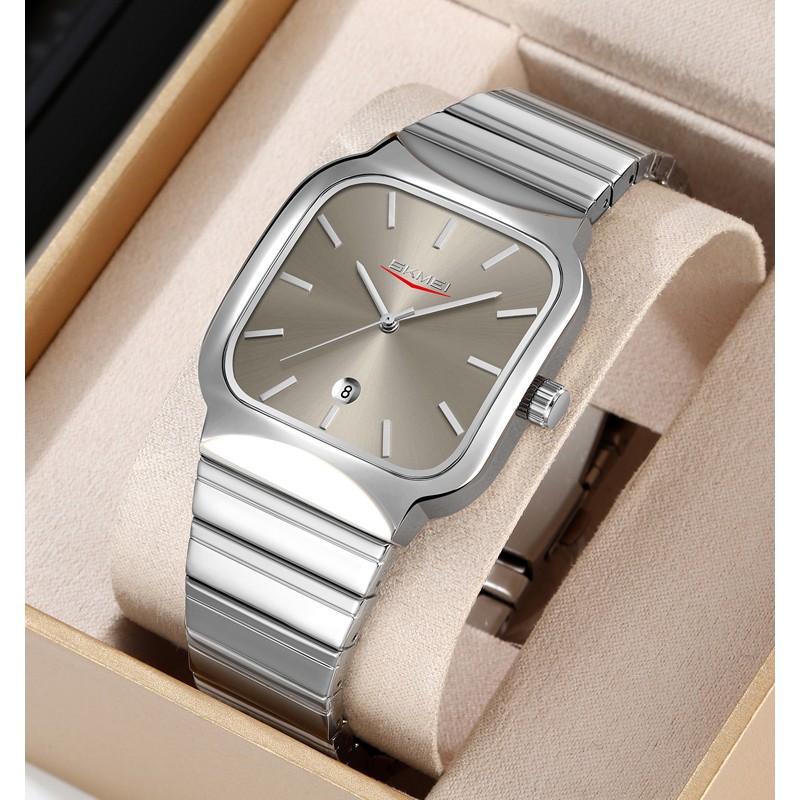 Чоловічий класичний годинник Skmei 9361SIGY Silver-Grey зі сріблястим металевим браслетом
