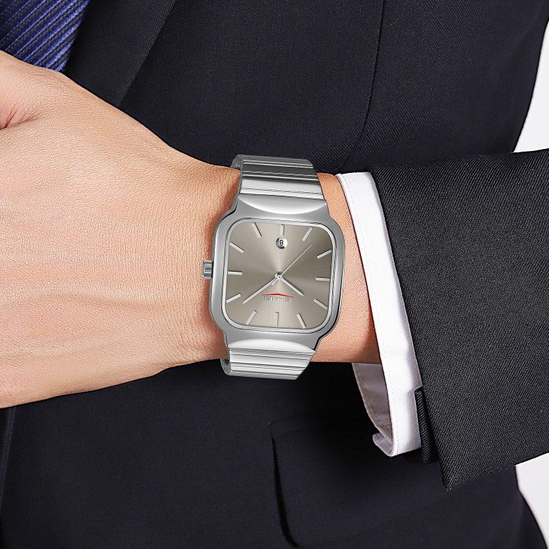 Чоловічий класичний годинник Skmei 9361SIGY Silver-Grey зі сріблястим металевим браслетом