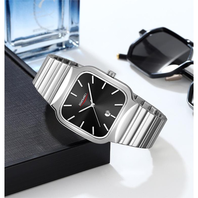 Чоловічий годинник Skmei 9361SIBK Silver-Black класичний з металевим браслетом та датою