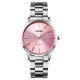 Жіночий годинник Skmei 1694PK Pink зі сріблястим металевим браслетом та рожевим циферблатом