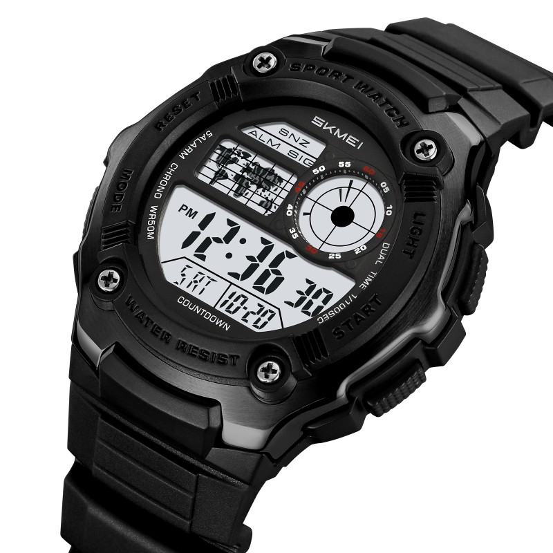 Чоловічий спортивний годинник Skmei 2517BK Black з електронним циферблатом та захистом 5 ATM