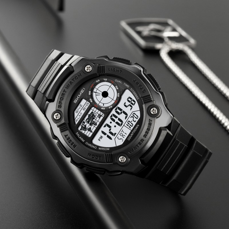 Чоловічий спортивний годинник Skmei 2517BK Black з електронним циферблатом та захистом 5 ATM
