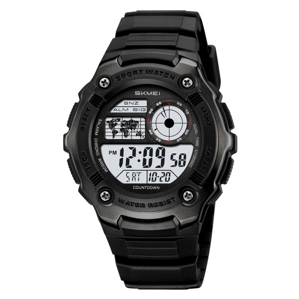 Чоловічий спортивний годинник Skmei 2517BK Black з електронним циферблатом та захистом 5 ATM