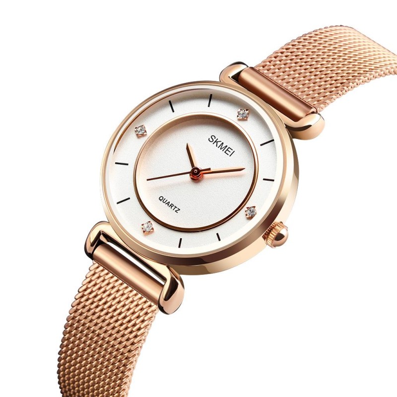 Жіночий наручний годинник Skmei 1330SRG Rose Gold з металевим браслетом та мінеральним склом