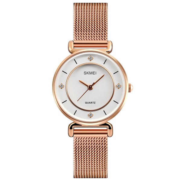 Жіночий наручний годинник Skmei 1330SRG Rose Gold з металевим браслетом та мінеральним склом