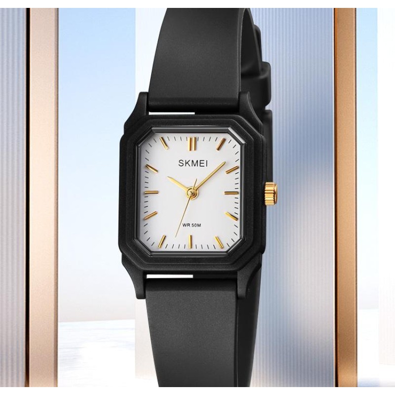 Жіночий годинник Skmei 1651BKGD Black-Gold з мінеральним склом та водозахистом 5 ATM