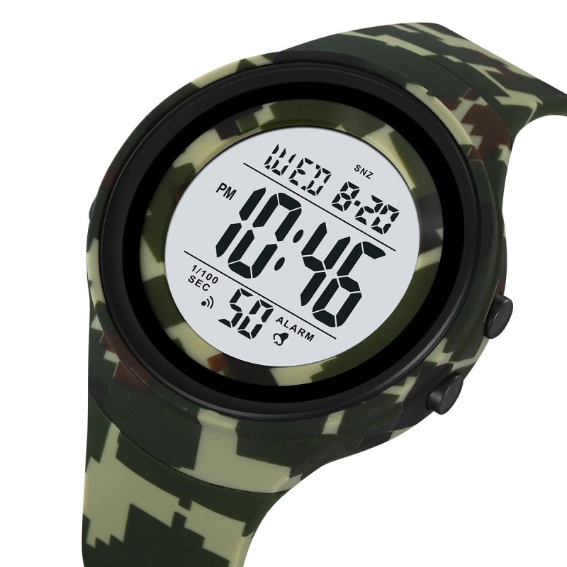 Спортивний чоловічий годинник Skmei 2093CMGN Camo Green з електронним циферблатом та водонепроникністю 5 ATM