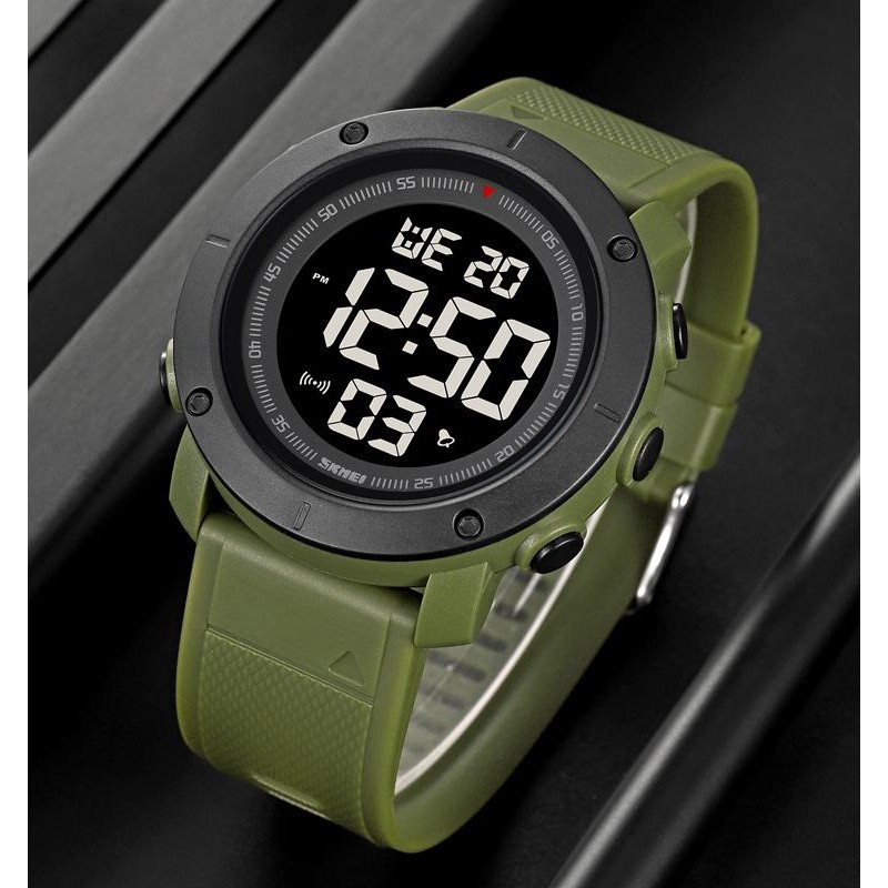 Чоловічий спортивний годинник Skmei 2122AGBK Army Green-Black з електронним циферблатом та підсвіткою
