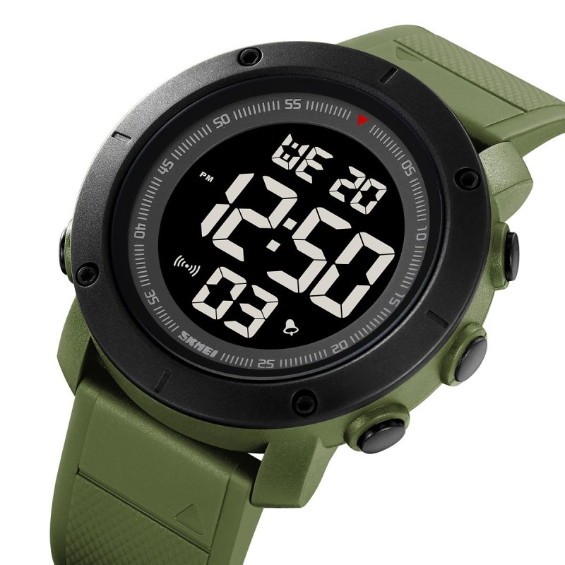 Чоловічий спортивний годинник Skmei 2122AGBK Army Green-Black з електронним циферблатом та підсвіткою