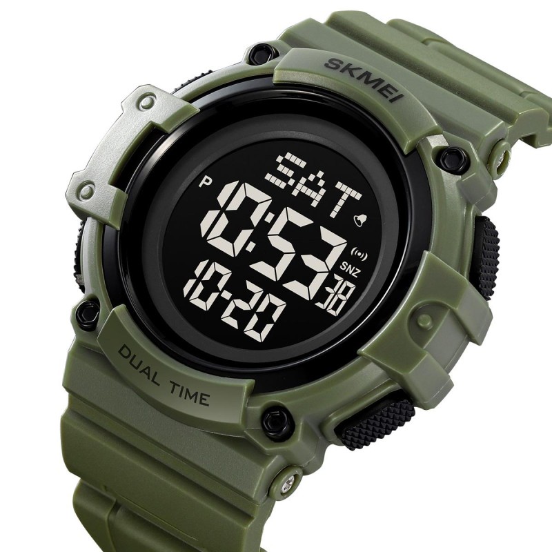 Чоловічий спортивний годинник Skmei 2230AG Army Green з підсвіткою та таймером