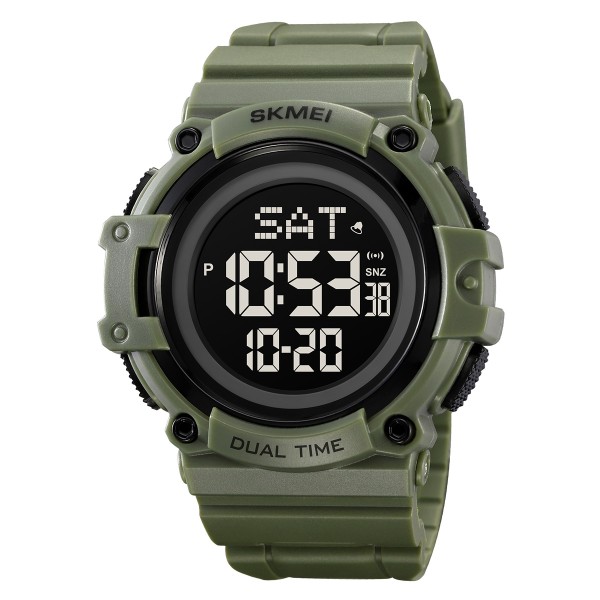 Чоловічий спортивний годинник Skmei 2230AG Army Green з підсвіткою та таймером