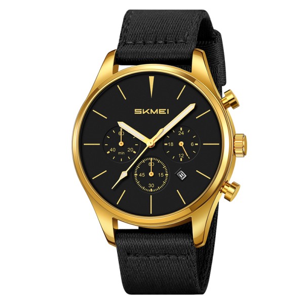 Чоловічий годинник Skmei 2367GDBK Gold-Black з календарем та секундоміром, золотистий корпус