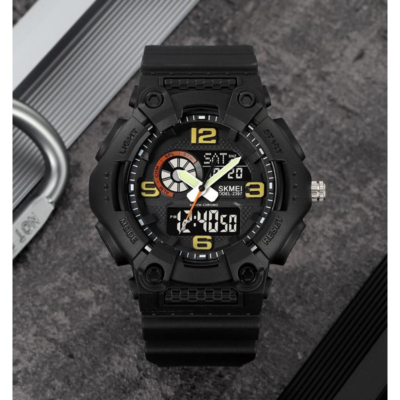 Чоловічий спортивний годинник Skmei 2397BKBK All Black з підсвічуванням та таймером