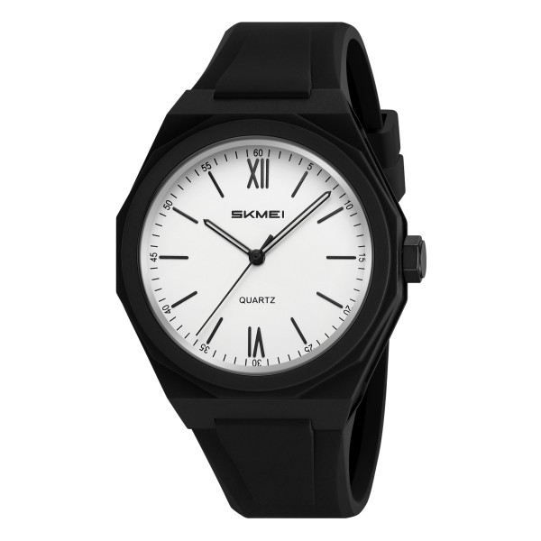 Чоловічий наручний годинник Skmei 2470WT-AC White класичний з мінеральним склом та водозахистом 5 ATM