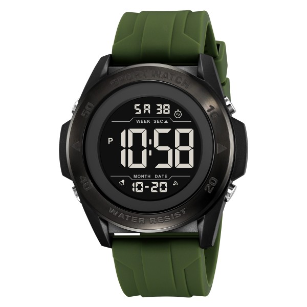 Мужские спортивные часы Skmei 2485AG Army Green с электронным циферблатом и подсветкой