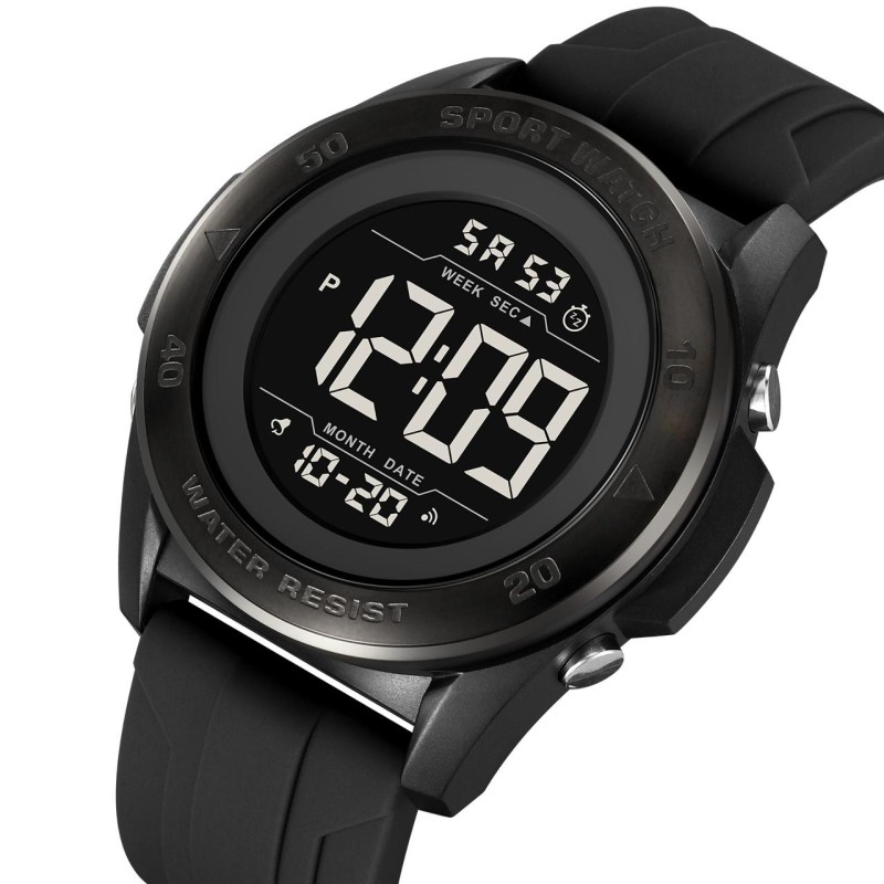 Чоловічий спортивний годинник Skmei 2485BK Black з електронним циферблатом та водозахистом 5 ATM