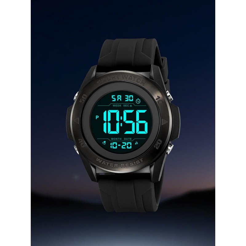 Чоловічий спортивний годинник Skmei 2485BK Black з електронним циферблатом та водозахистом 5 ATM