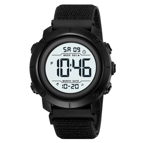 Чоловічий спортивний годинник Skmei 2497NBKWT Black-White з нейлоновим ремінцем та підсвічуванням