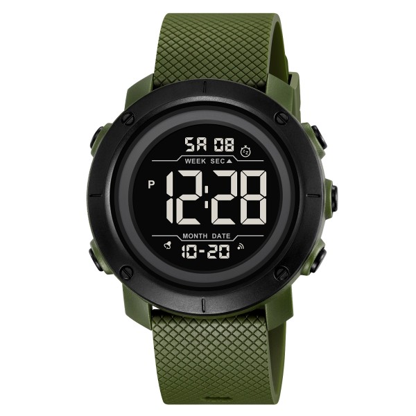Мужские спортивные часы Skmei 2497PAGBK Army Green-Black с электронным циферблатом и подсветкой