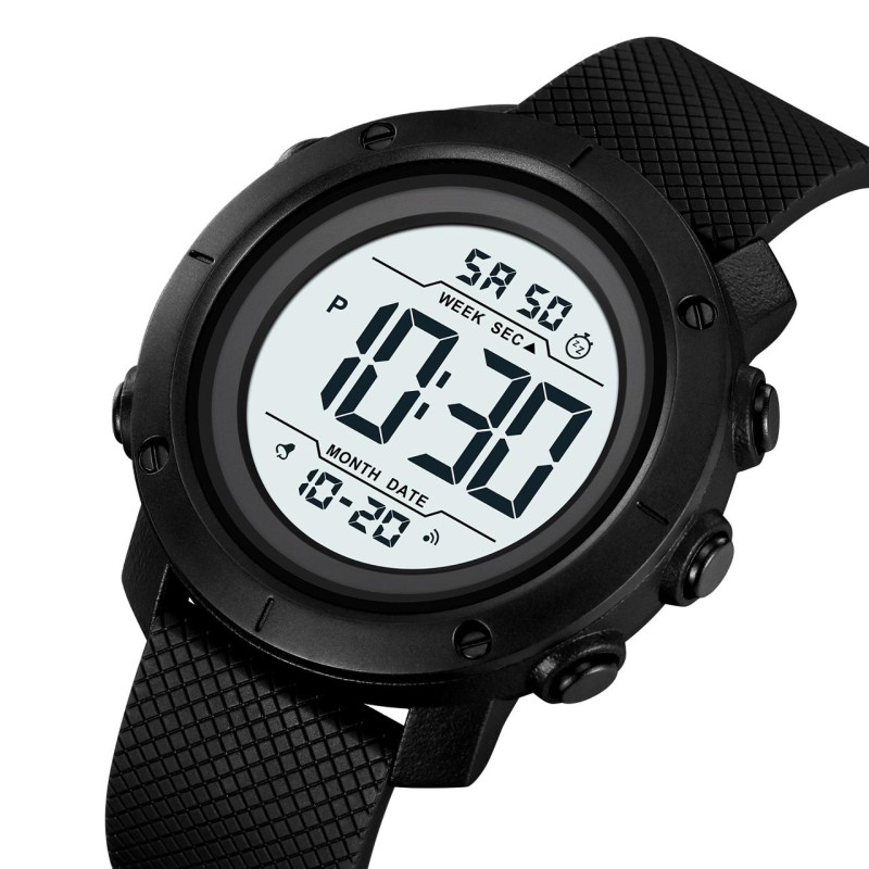 Чоловічий спортивний годинник Skmei 2497PBKWT Black-White з електронним циферблатом та водозахистом 5 ATM