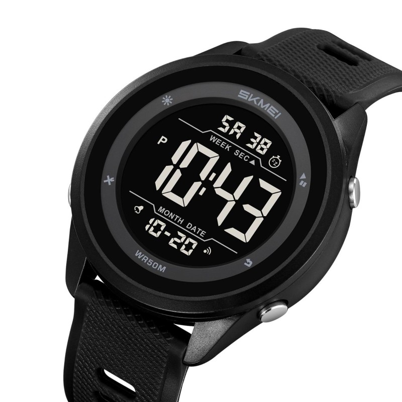 Мужские спортивные часы Skmei 2498PBKBK All Black с водонепроницаемостью 5 ATM и таймером