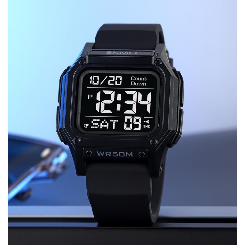 Чоловічий годинник Skmei 2537BKBK All Black — спортивний електронний годинник з підсвічуванням та таймером