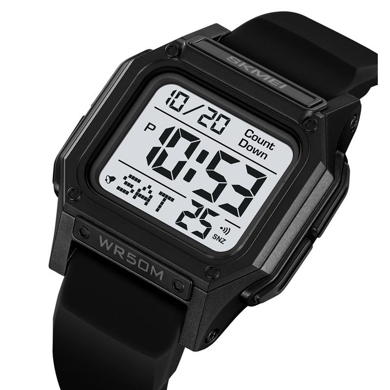 Мужские спортивные часы Skmei 2537BKWT Black-White с электронным циферблатом и водозащитой 5 ATM