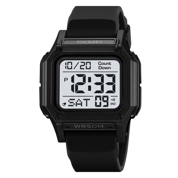 Мужские спортивные часы Skmei 2537BKWT Black-White с электронным циферблатом и водозащитой 5 ATM