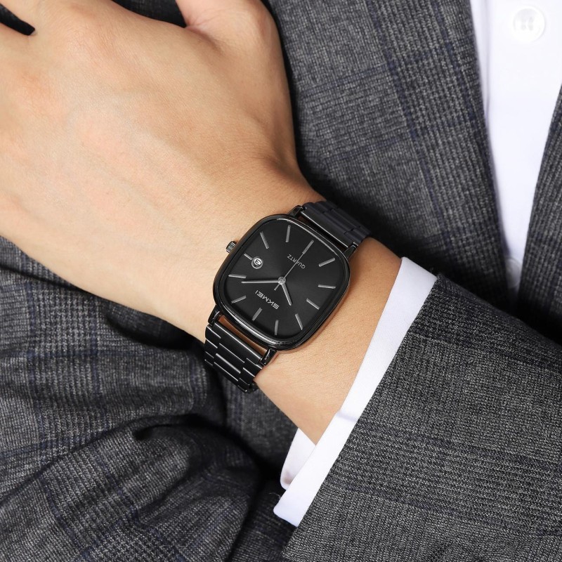 Мужские часы Skmei 2551BKBK All Black с металлическим браслетом и минеральным стеклом