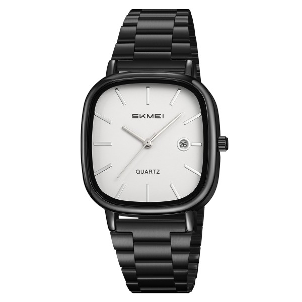Чоловічий годинник Skmei 2551BKWT Black-White у квадратному корпусі з білим циферблатом