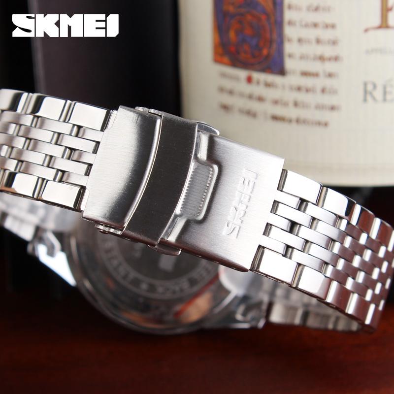 Жіночий класичний годинник Skmei 9058SBU-S Silver-Blue з металевим браслетом та синім циферблатом