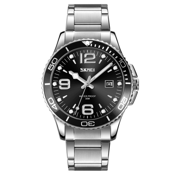 Мужские классические часы Skmei 9278BK Black с металлическим браслетом и минеральным стеклом